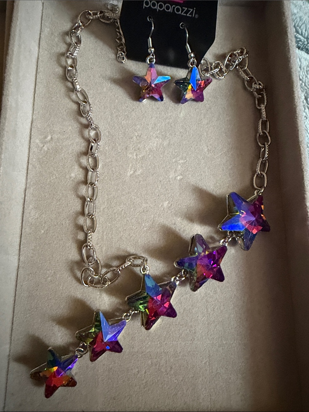 Paparazzi Iridescent Multicolor Star Crystal Necklace and Earrings